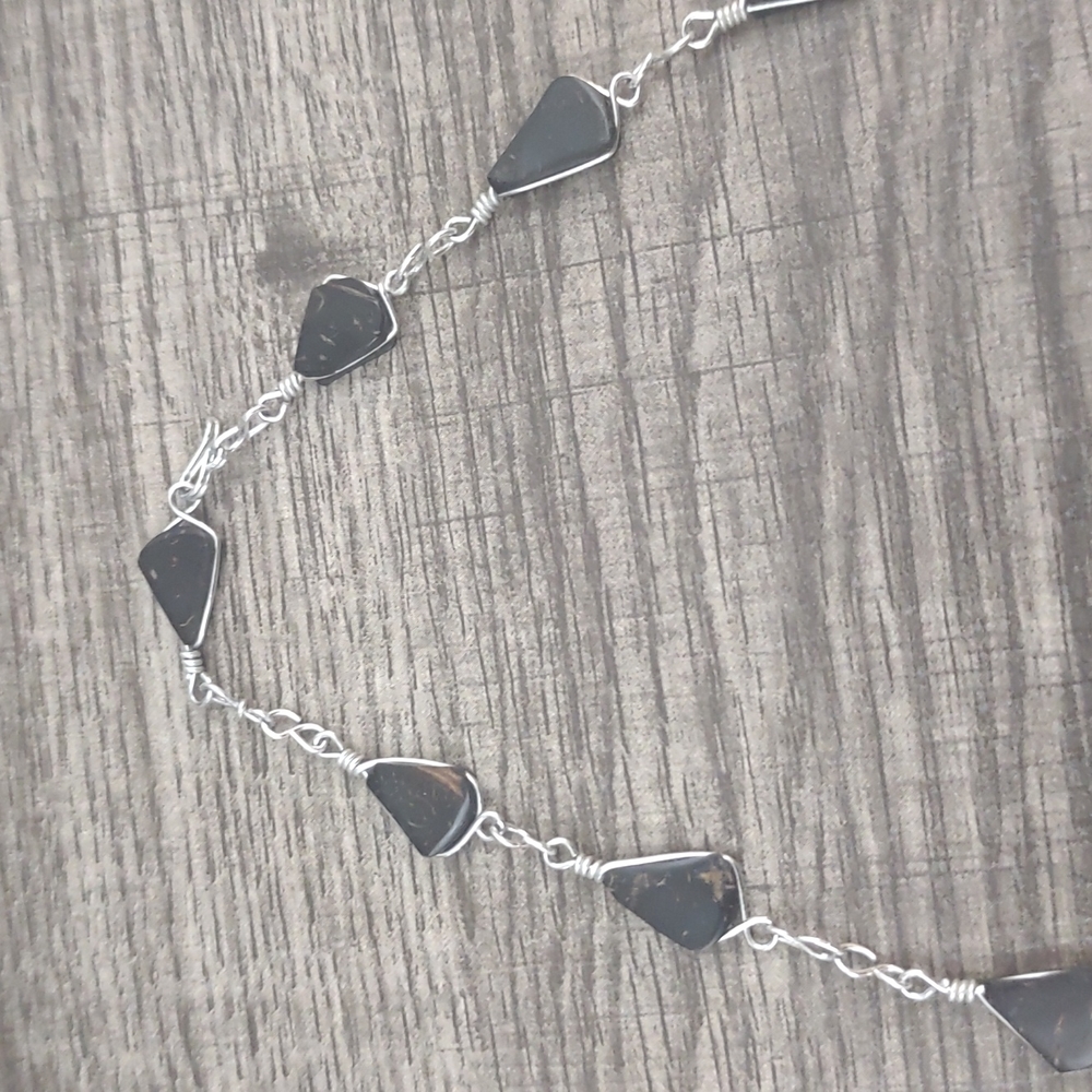 Brown Stone Silver Necklace - image 3